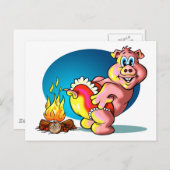 Cartoon Piglet Postkarte (Vorne/Hinten)