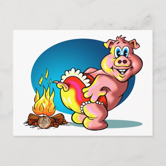 Cartoon Piglet Postkarte (Vorderseite)