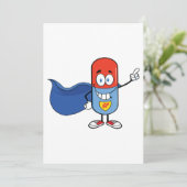 Cartoon-Pillen-Kapsel Einladung (Stehend Vorderseite)