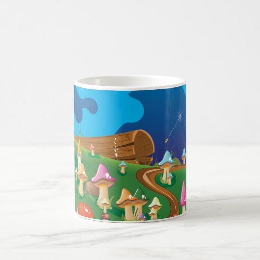 Cartoon Pilze in einer Wiese Kaffeetasse (Mittel)