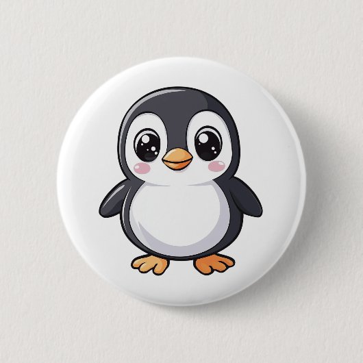Cartoon Pinguin-Abbildung Button (Vorderseite)