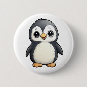 Cartoon Pinguin-Abbildung Button (Vorderseite)
