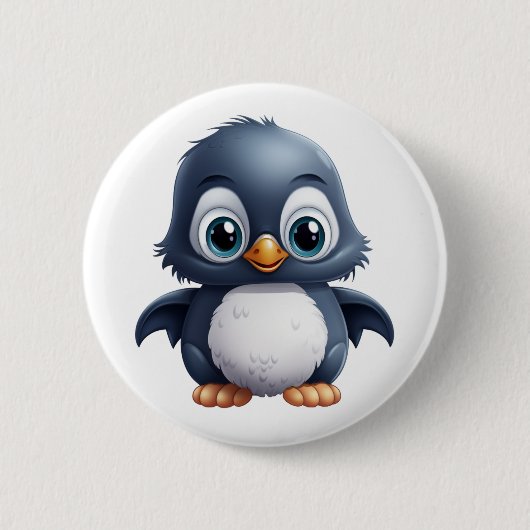 Cartoon Pinguin-Abbildung Button (Vorderseite)