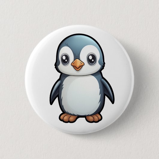 Cartoon Pinguin-Abbildung Button (Vorderseite)