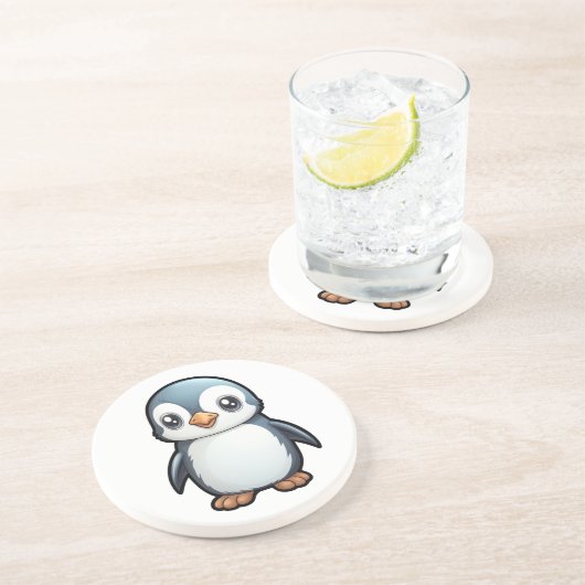 Cartoon Pinguin-Abbildung Getränkeuntersetzer (Seite)