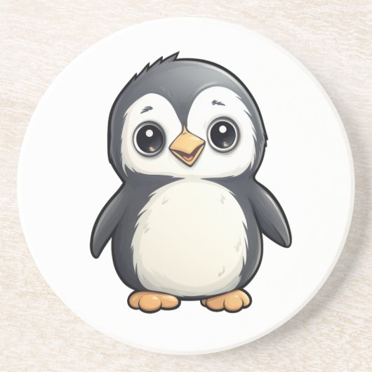 Cartoon Pinguin-Abbildung Getränkeuntersetzer (Vorne)