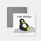 Cartoon-Pinguin auf Eis Magnet (Vorderseite/Rückseite)