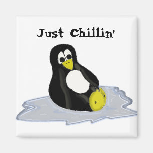 Cartoon-Pinguin auf Eis Magnet