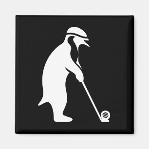 Cartoon Pinguin Golf Golfer Magnet