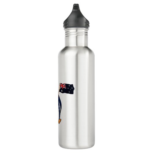 Cartoon Pinguin mit australischer Flagge Edelstahlflasche (Rechts)