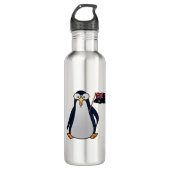 Cartoon Pinguin mit australischer Flagge Edelstahlflasche (Vorderseite)