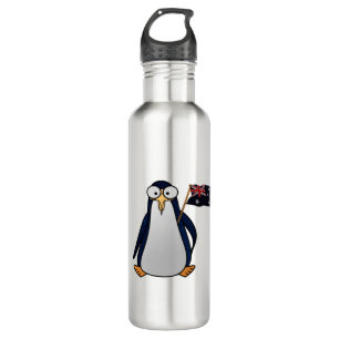 Cartoon Pinguin mit australischer Flagge Edelstahlflasche