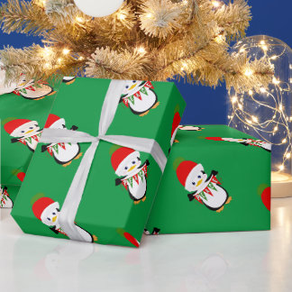 Cartoon Pinguin mit Frieden Geschenkpapier