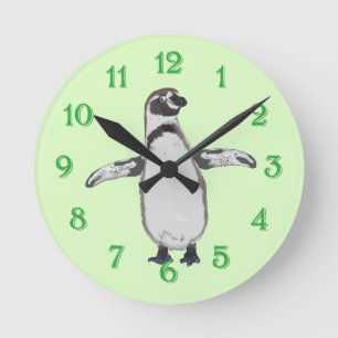 Cartoon Pinguin Runde Wanduhr