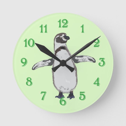 Cartoon Pinguin Runde Wanduhr (Vorderseite)