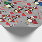 Cartoon Pinguin Stack - Personalisieren Geschenkpapier (Ecke)
