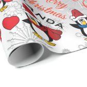 Cartoon Pinguin Stack - Personalisieren Geschenkpapier (Rolleneckpunkt)