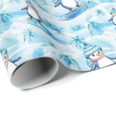 Cartoon Pinguin Surfing Geschenkpapier (Rolleneckpunkt)