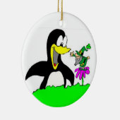 Cartoon Pinguin und Leprechaun Keramik Ornament (Rechts)