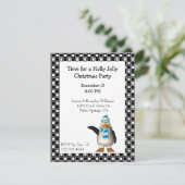 Cartoon Pinguin Weihnachten Einladung (Stehend Vorderseite)