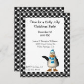 Cartoon Pinguin Weihnachten Einladung (Vorne/Hinten)