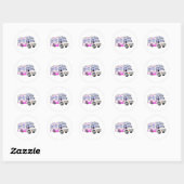 Cartoon Pink Camper Runder Aufkleber (Blatt)