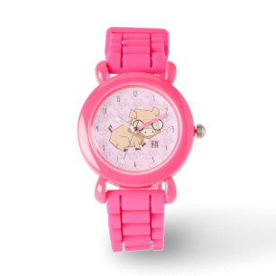 Cartoon Pink Chinesisches Jahr des Schweins Armbanduhr