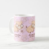Cartoon Pink Chinesisches Jahr des Schweins Kaffeetasse (Vorderseite Links)