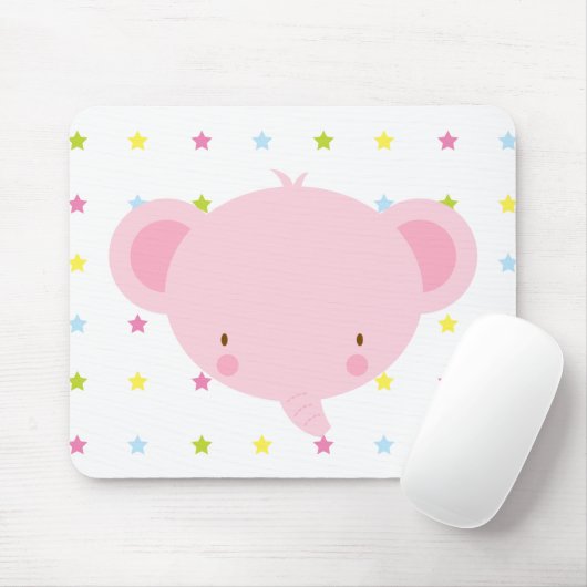 Cartoon Pink Elephant Mousepad (Mit Mouse)