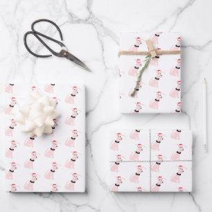 Cartoon Pink Hund Cheeky Hund Weihnachten Geschenkpapier Set