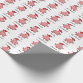 Cartoon Pink Piglet Piggy Red Weihnachtsmannmütze Geschenkpapier (Ecke)