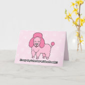Cartoon Pink Poodle Grußkarte Karte (Gelbe Blume)