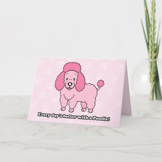Cartoon Pink Poodle Grußkarte Karte (Vorderseite)