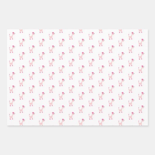 Cartoon Pink Poodle Paws Geschenkpapier Set (Vorderseite)
