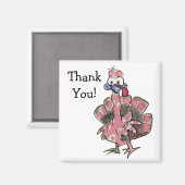 Cartoon Pink Türkei Danke Magnet (Vorderseite/Rückseite)