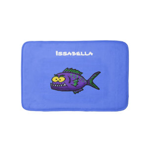 Cartoon Piranha Badematte