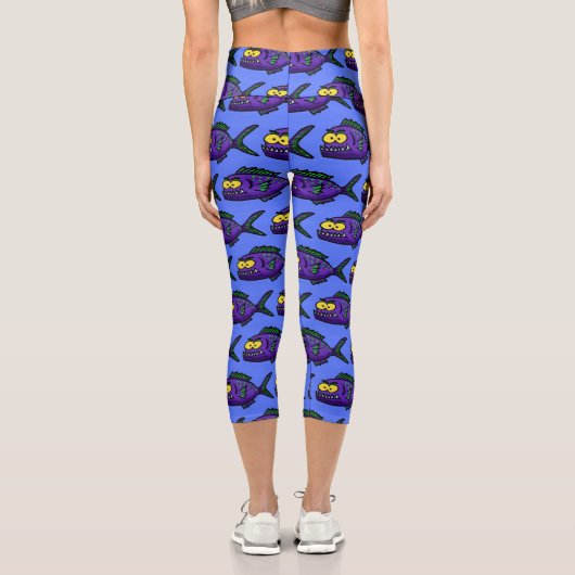 Cartoon Piranha Capri Leggings (Rückseite)