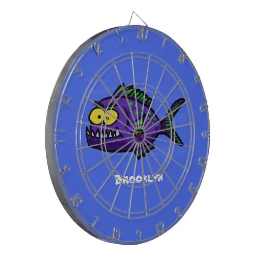 Cartoon Piranha Dartscheibe (Vorderseite Links)