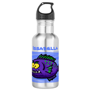 Cartoon Piranha Edelstahlflasche
