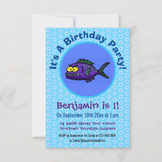Cartoon Piranha Einladung