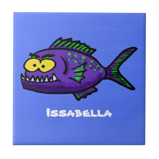 Cartoon Piranha Fliese (Vorderseite)