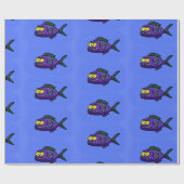 Cartoon Piranha Geschenkpapier (Flach)