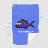 Cartoon Piranha Golfhandtuch (Insitu)