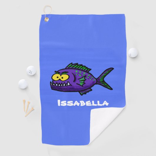 Cartoon Piranha Golfhandtuch (Insitu)