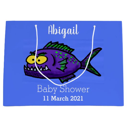 Cartoon Piranha Große Geschenktüte (Vorderseite)