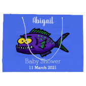 Cartoon Piranha Große Geschenktüte (Rückseite)