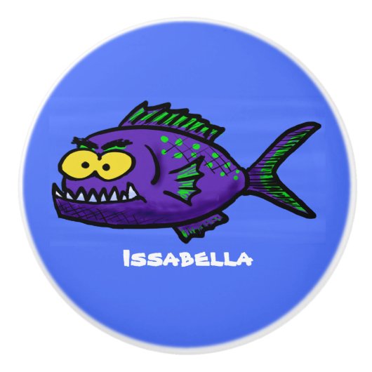 Cartoon Piranha Keramikknauf (Vorderseite)