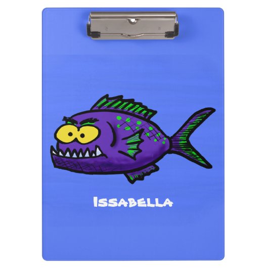 Cartoon Piranha Klemmbrett (Vorderseite)