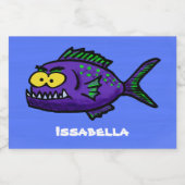 Cartoon Piranha Lebensmitteletikett (Einzelnes Label)