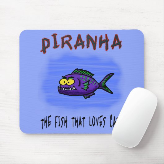 Cartoon Piranha Mousepad (Mit Mouse)